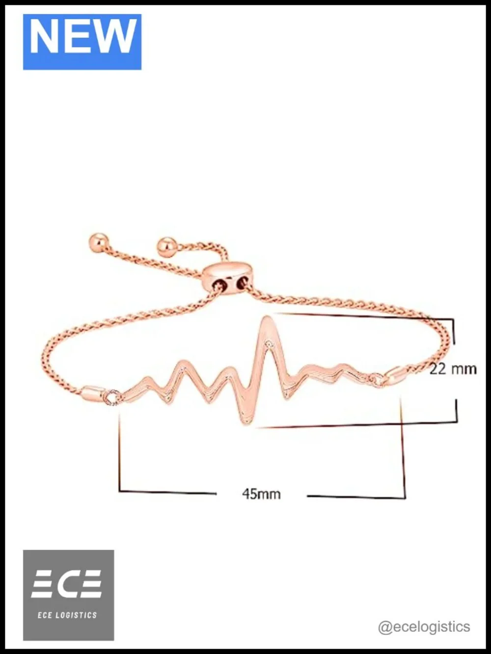 Adjustable Bolo Bracelet in 18K Rose Gold Plated 925 Sterling Silver with